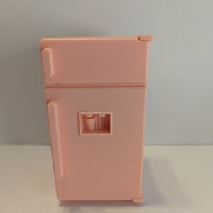 Vintage 1990 Playskool Dollhouse Pink Kitchen Refrigerator Fridge With Tray